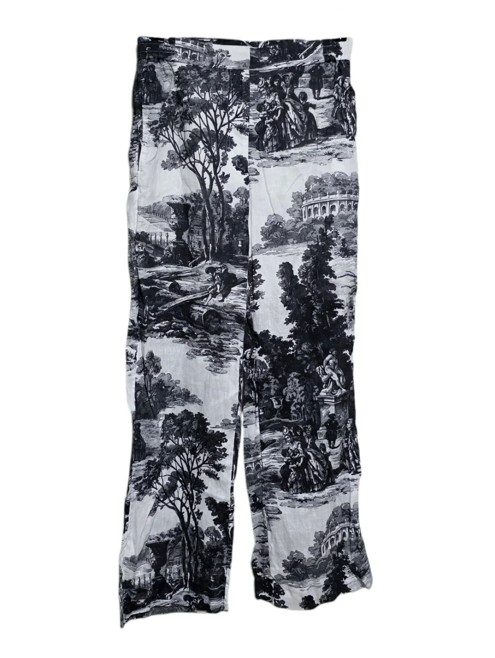 COS French Toile Linen Trousers in Black/White Size 4